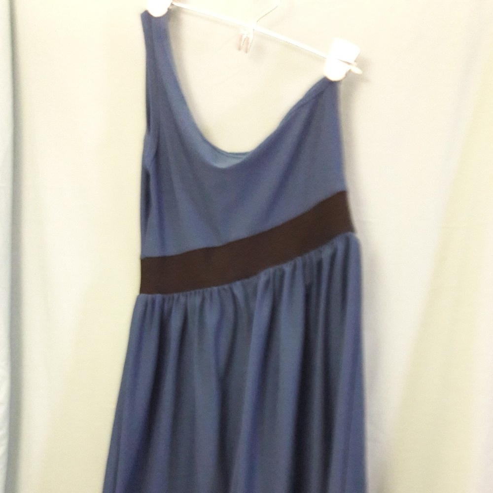 One strap blue dress